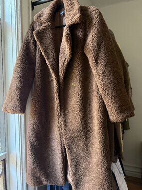 Elly Bazaar Teddy Coat Camel Long Double Breasted